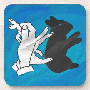 Shadow Rabbit On Blue Coaster