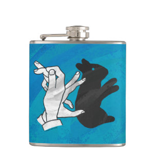 Shadow Rabbit On Blue Hip Flask