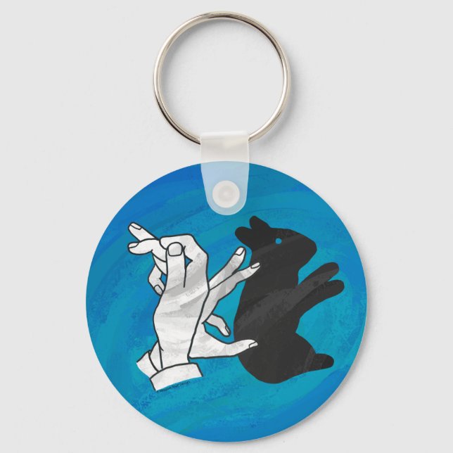 Shadow Rabbit On Blue Key Ring (Front)