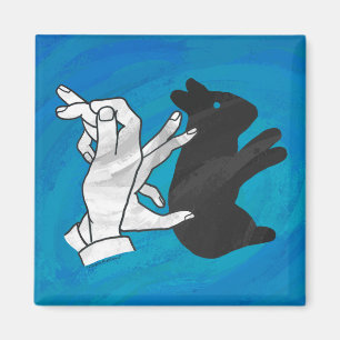 Shadow Rabbit On Blue Magnet
