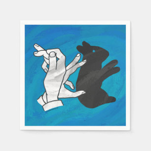 Shadow Rabbit On Blue Napkin