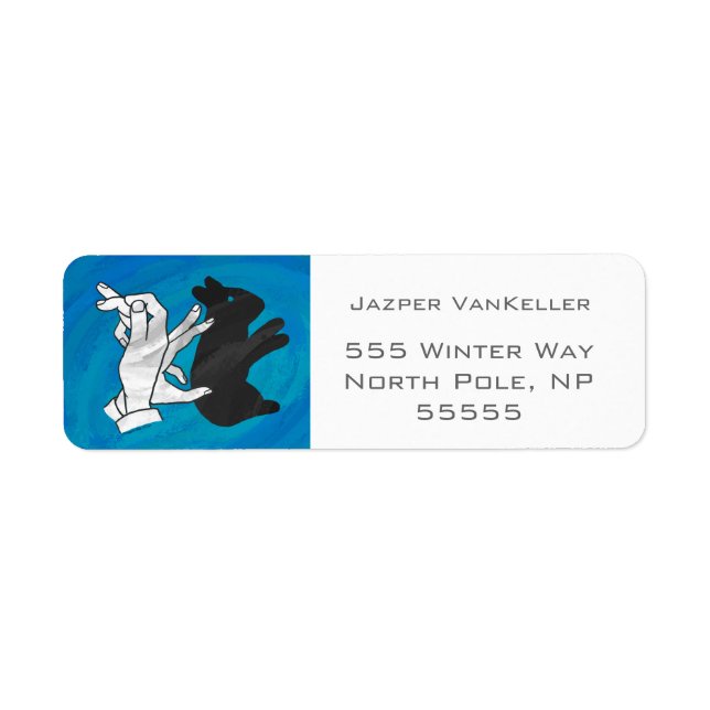 Shadow Rabbit On Blue Return Address Label (Front)