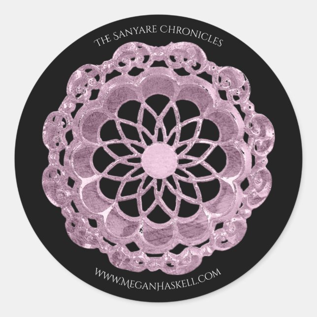 Shadow Rose Mandala Sticker - Pink on Black (Front)