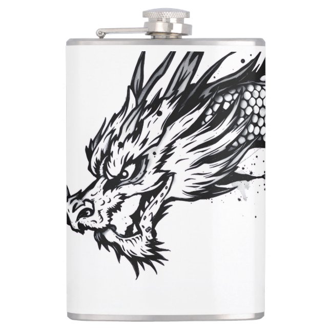 Shadow Scale Dragon Hip Flask (Front)