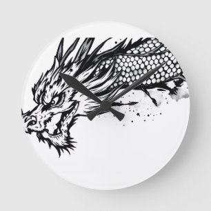 Shadow Scale Dragon Round Clock
