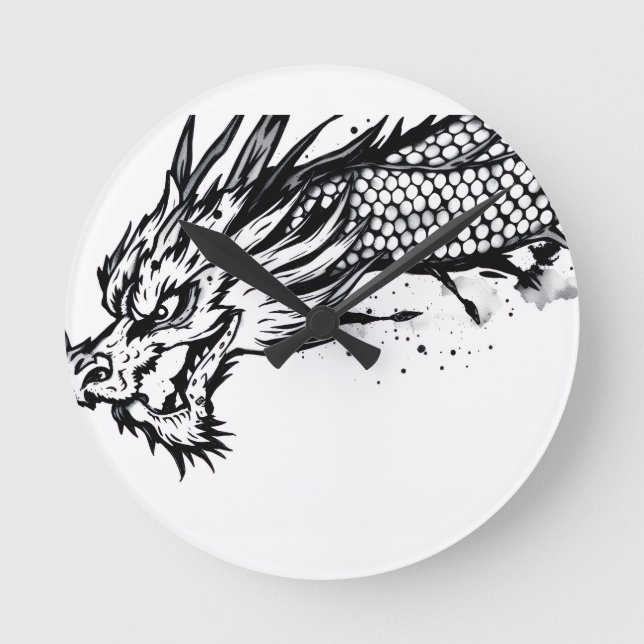 Shadow Scale Dragon Round Clock (Front)