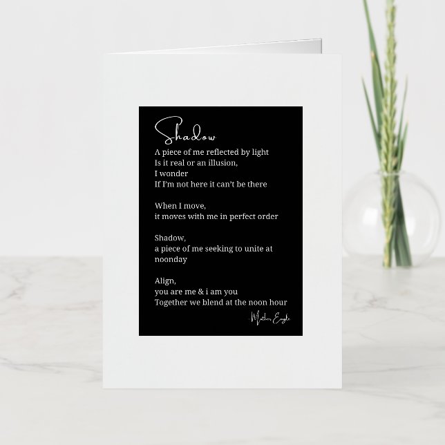Shadow Self Love Encouragement Inspirational poem  Foil Greeting Card (Front)