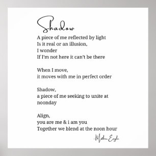 Shadow Self Love Encouragement Inspirational poem  Poster