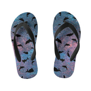 Shadow Shark fish on gradient space galaxy Kid's Thongs