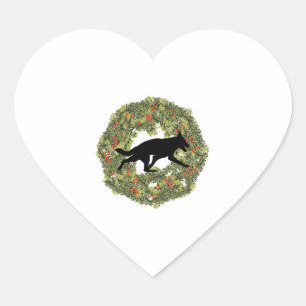 Shadow Silhouette German Shepherd Dog in a Wreath Heart Sticker