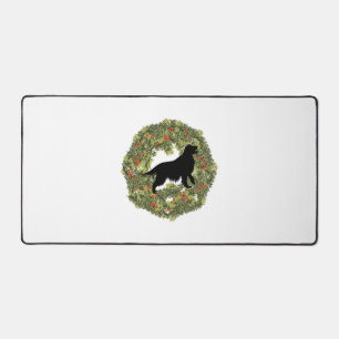 Shadow Silhouette Golden Retriever Dog in a Wreath Desk Mat