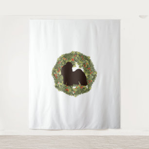 Shadow Silhouette Shih Tzu in a Wreath Tapestry