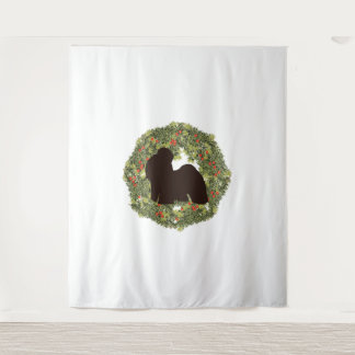 Shadow Silhouette Shih Tzu in a Wreath Tapestry