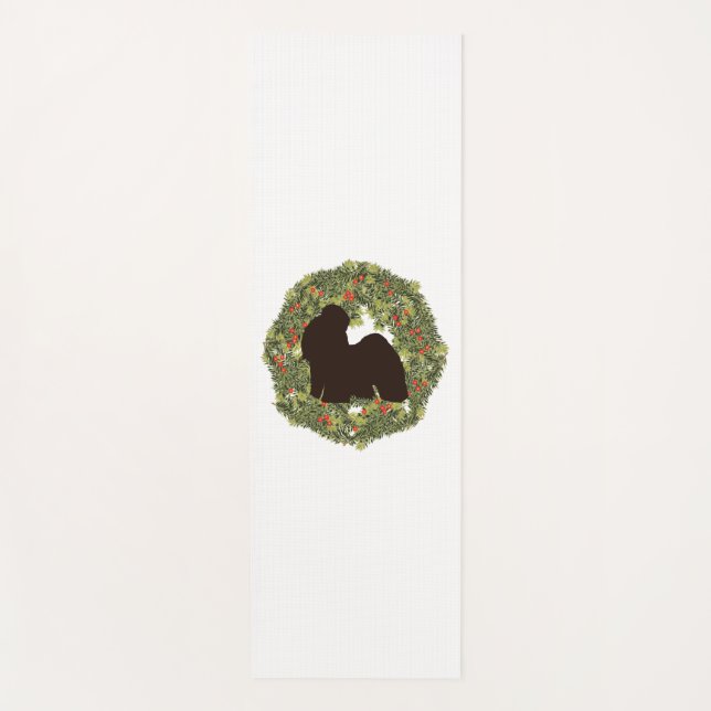 Shadow Silhouette Shih Tzu in a Wreath   Yoga Mat (Front)