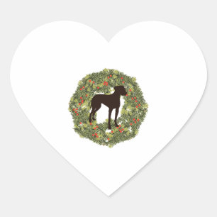 Shadow Silhouette Weimaraner in a Wreath   Heart Sticker