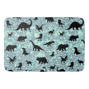 shadow T-rex dinosaur on gradient galaxy Bath Mat