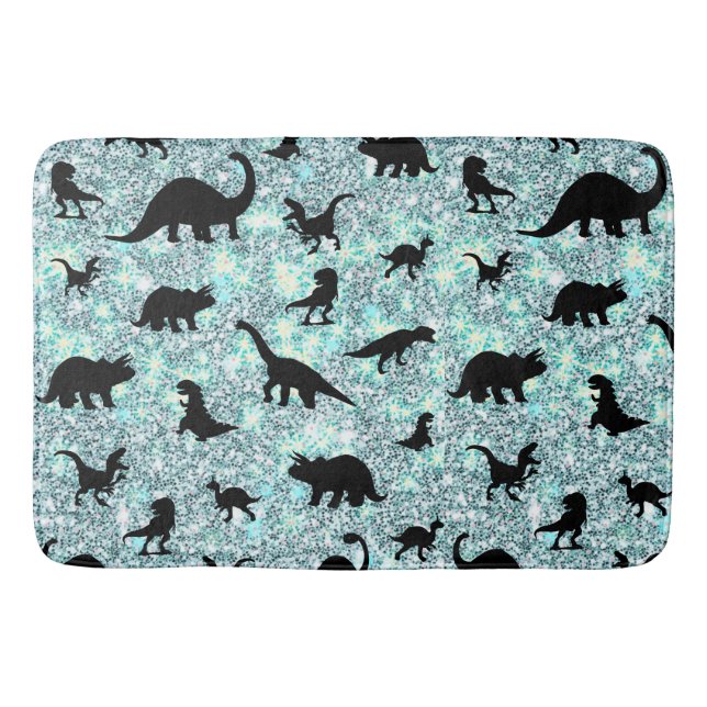 shadow T-rex dinosaur on gradient galaxy Bath Mat (Front)
