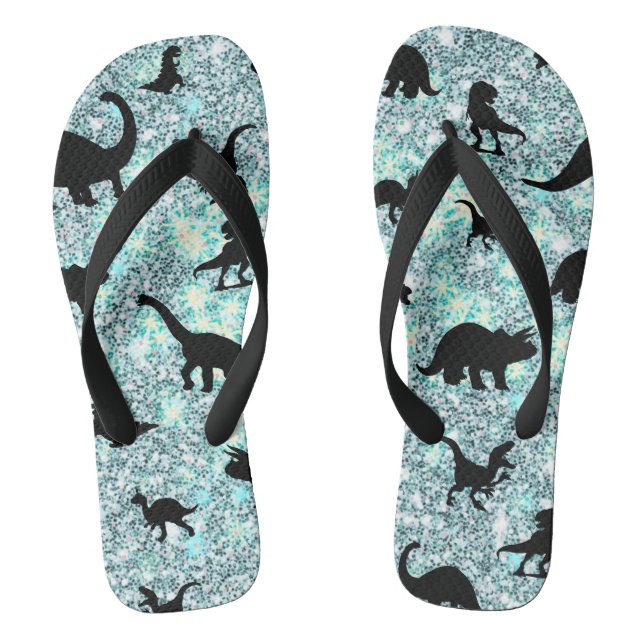 shadow T-rex dinosaur on gradient galaxy Thongs (Footbed)