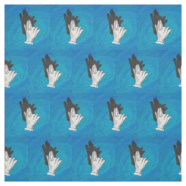 Shadow Wolf on Blue Fabric (Swatch)
