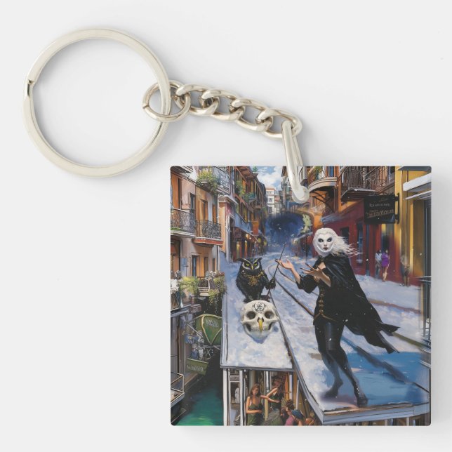 Shadow Work Occult Dark Witchy Recovery AI Art Key Ring (Front)