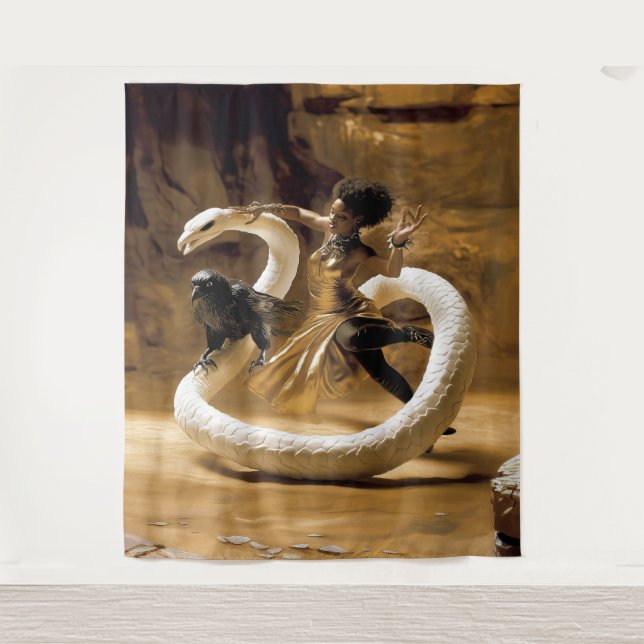 Shadow Work Occult Dark Witchy Recovery AI Art Tapestry (Front)