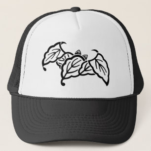 Shadowed bat-shaped oak leaves trucker hat