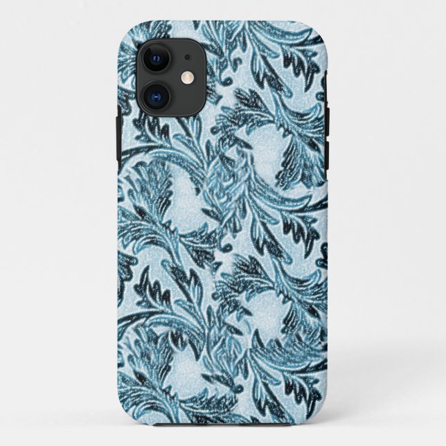Shadowed Blue Leaves Case-Mate iPhone Case (Back)