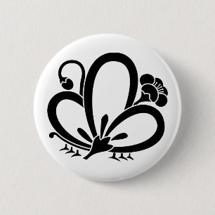 Shadowed butterfly-shaped Plum blossom (Ageha cho) 6 Cm Round Badge
