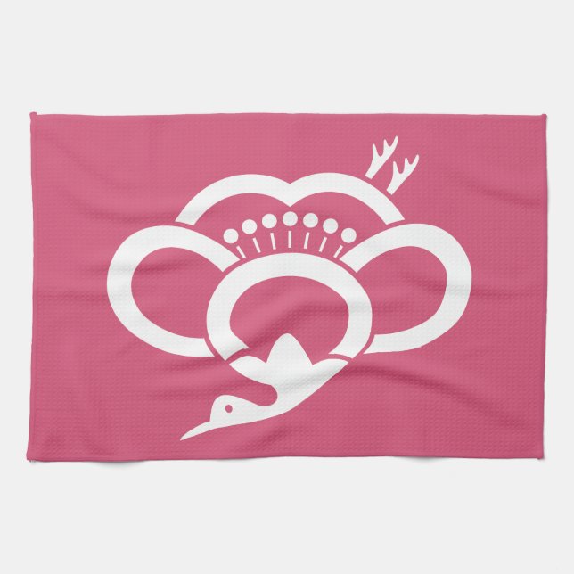 Shadowed crane-shaped plum blossom tea towel (Horizontal)