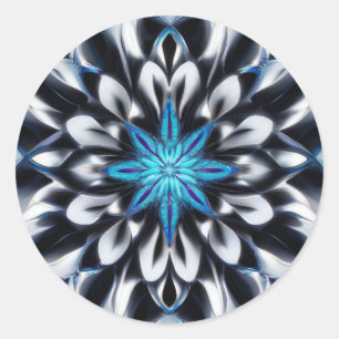 Shadowed Petals Floral Abstract Classic Round Sticker