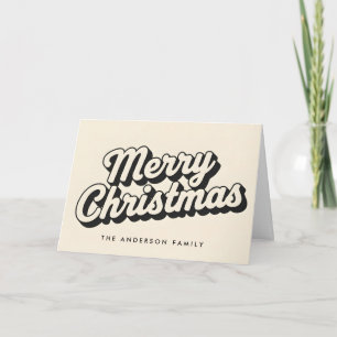Shadowed Retro Script Merry Christmas Holiday Card