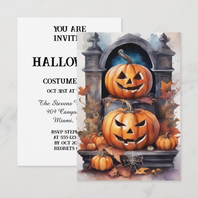 Shadowed Soiree: Tailor Your Twilight Halloween In Invitation (Front/Back)