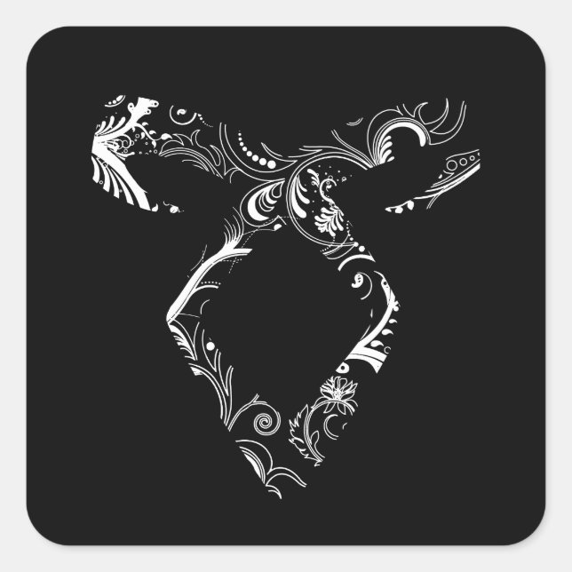 Shadowhunters rune floral white square sticker (Front)