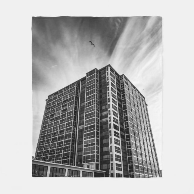 Shadows and Steel: The Silent Giant in the City Fleece Blanket (Front)