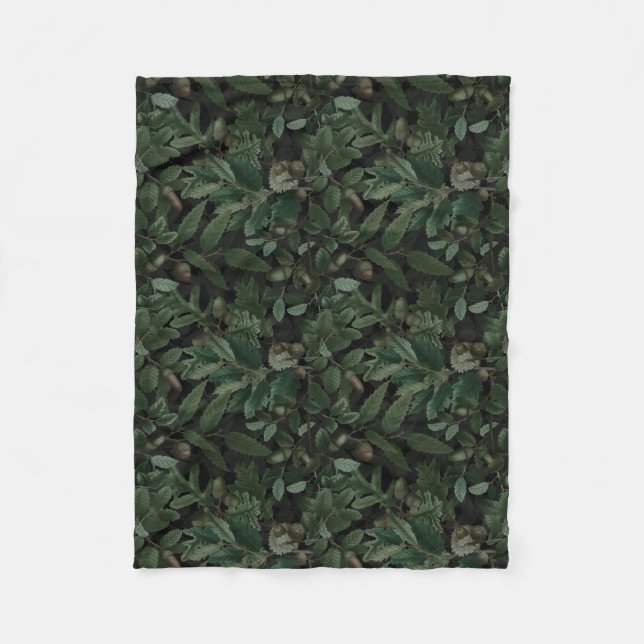 Shadows of the Oak (Night) Fleece Blanket (Front)