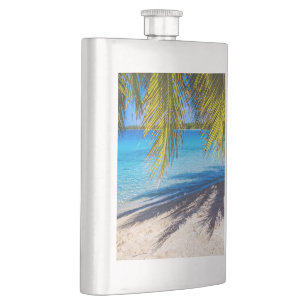 Shadows on the beach hip flask