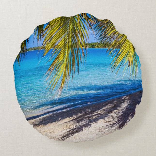 Shadows on the beach round cushion (Back)