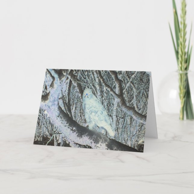 Shadowy Buzzard Perched in Haunting Forest Artwork Card (Front)