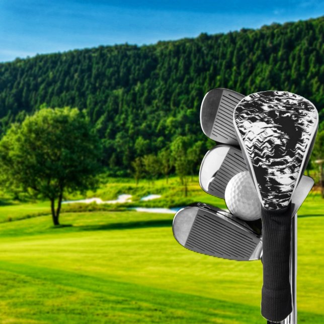 Shadowy Depths Golf Head Cover (If you love the look of blended black, and white, then Shadowy Depths Golf Club Cover, is for you!)