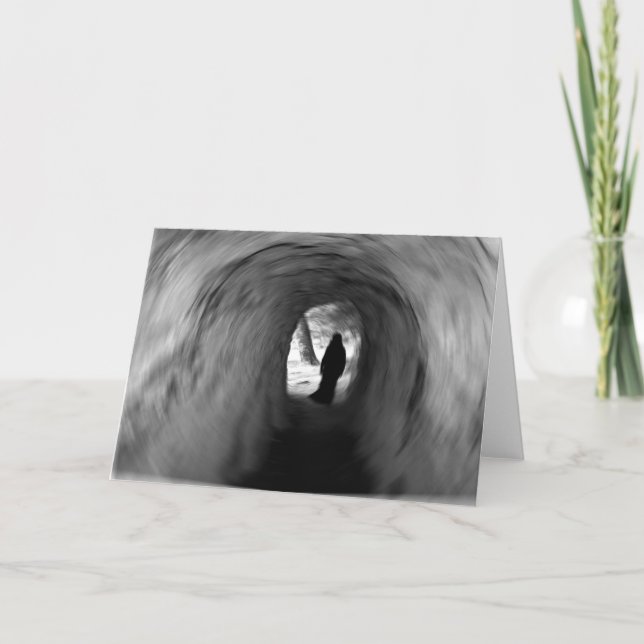 Shadowy Figure in a Long Swirling Tunnel  Card (Front)