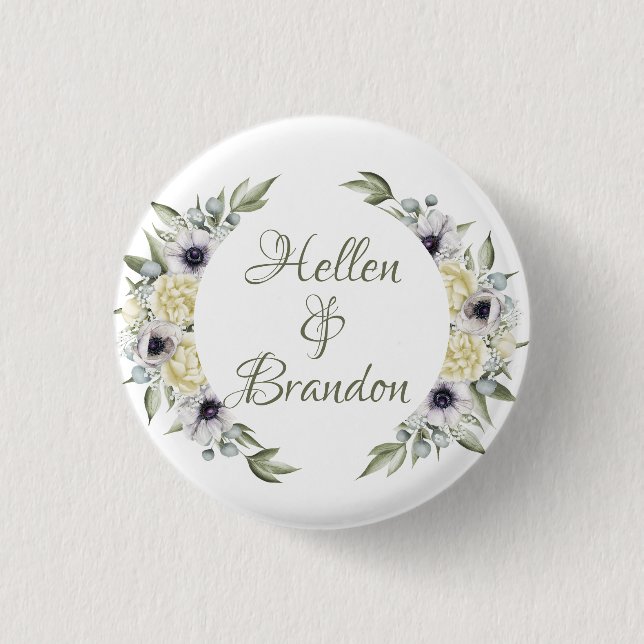 Shady-Chic Flowers Wreath Frame 3 Cm Round Badge (Front)