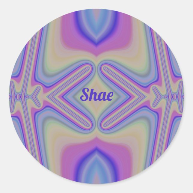 SHAE ~ Pastel Shades Fractal ~ Personalised  Classic Round Sticker (Front)