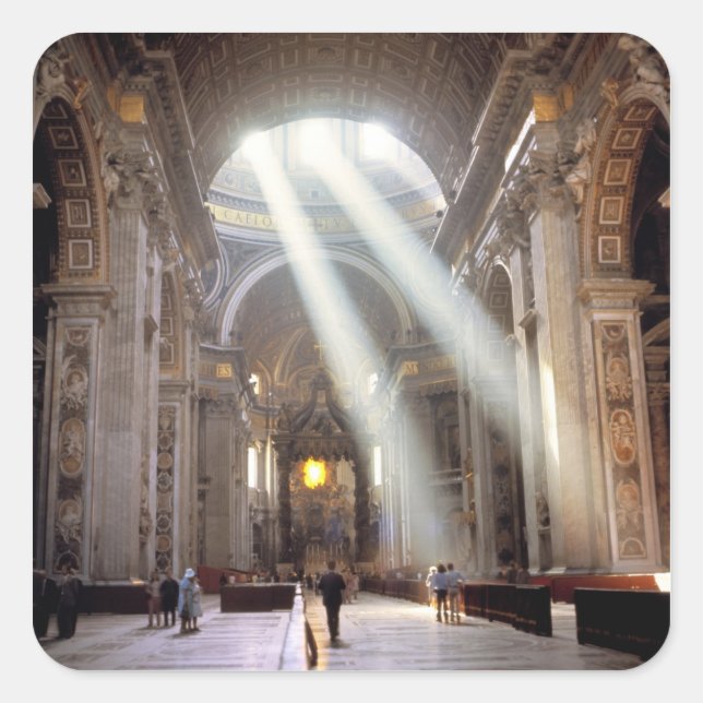 Shafts of sunlight pour through the windows square sticker (Front)