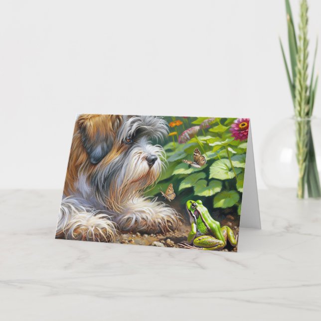 Shaggy Dog and Frog Birthday Card (Front)