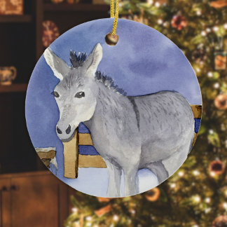 Shaggy Donkey (Friendly Beasts Series) Ceramic Ornament