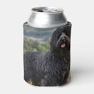 "Shaggy Elegance: The Black Bergamasco Sheepdog" Can Cooler