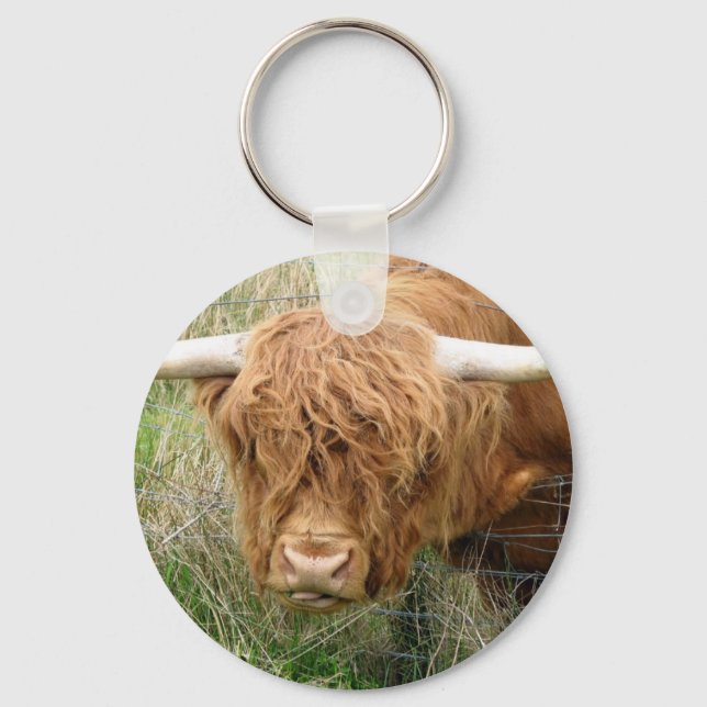 Shaggy Highland Cow Key Ring (Front)