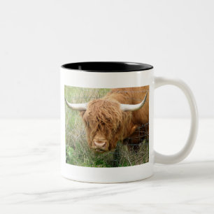 Shaggy Highland Cow Two-Tone Coffee Mug
