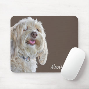Shaggy Poodle with Custom Name Mouse Pad