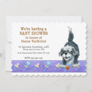 Shaggy Sheep Dog Baby Shower Invitation